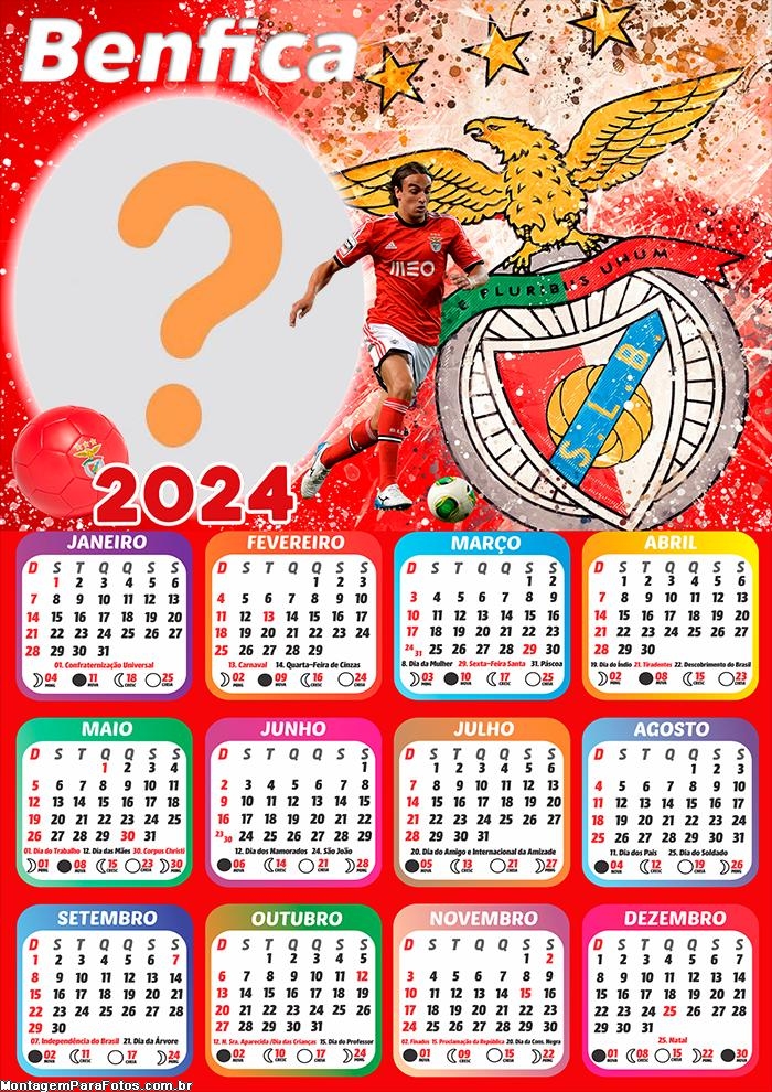 Calendário 2024 Benfica Fazer Foto Montagem