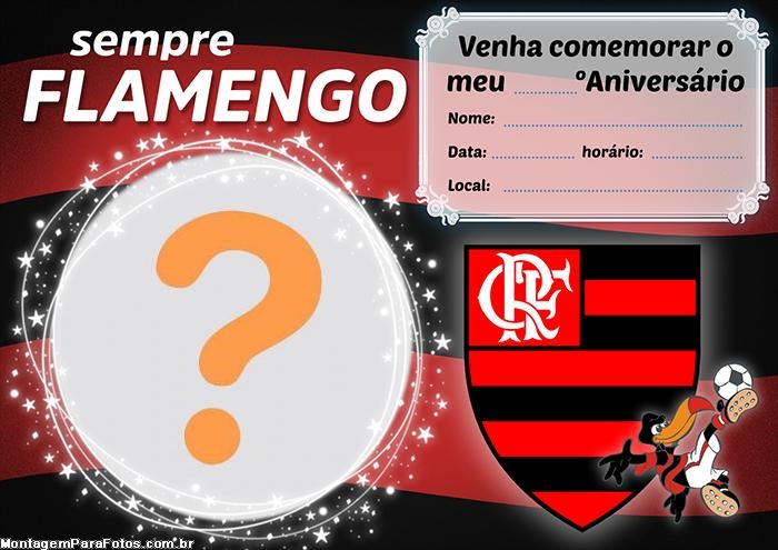 Convite Aniversario Flamengo - Edite grátis com nosso editor online