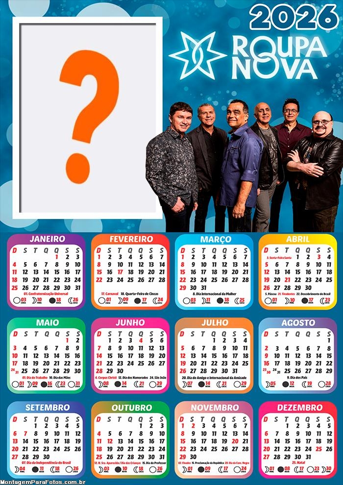 Calendário 2026 Roupa Nova Foto Moldura