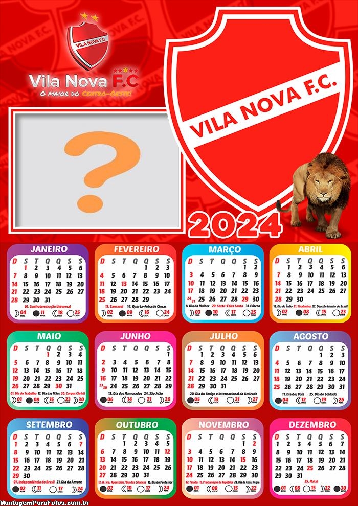 Calendário 2024 Vila Nova Montagem de Foto Gratuita