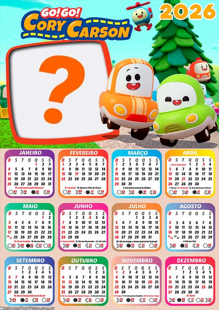 Calendário 2026 Go! Go! Cory Carson Foto Montagem