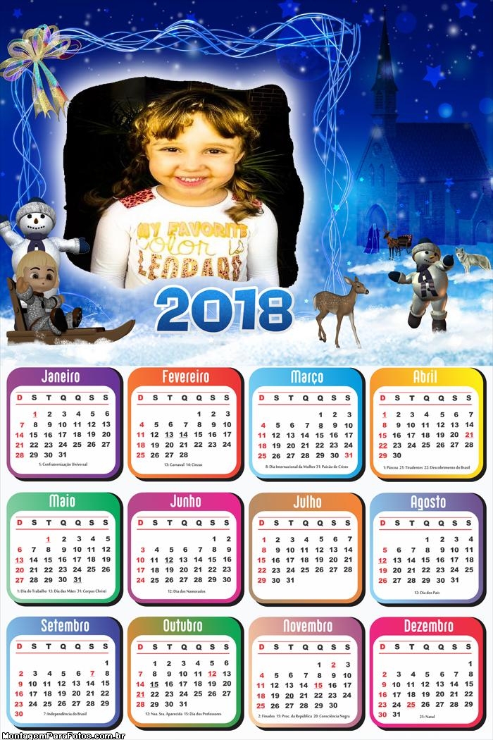 Calendário 2018 Bonecos de Neve