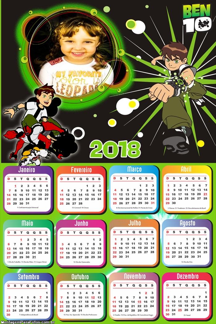 Calendário 2018 Ben 10