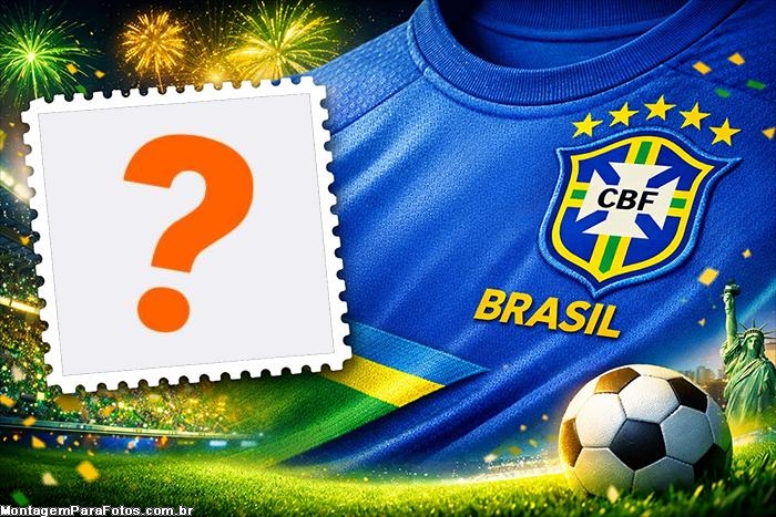 Camisa Azul Seleção Brasileira foto montagem online fácil