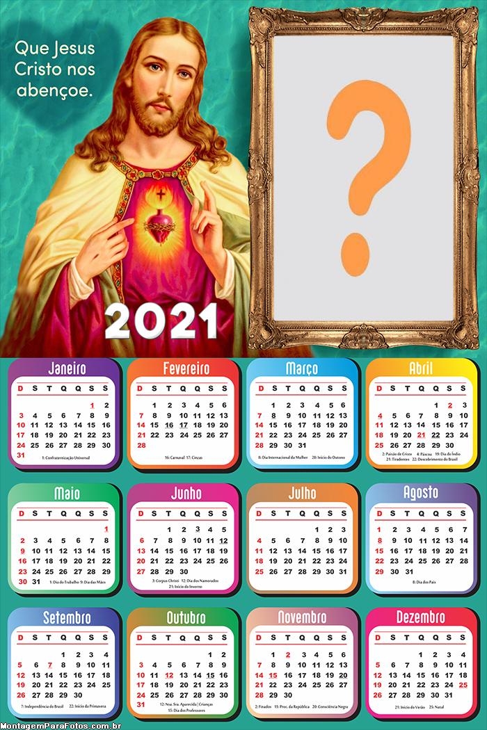 Montagem de Fotos Calendário 2021 Jesus Cristo