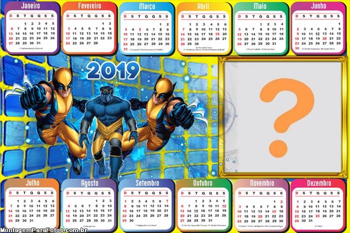 Calendário 2019 do Wolverine