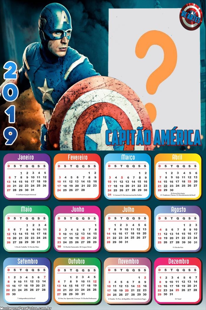 Calendário 2019 Capitão América