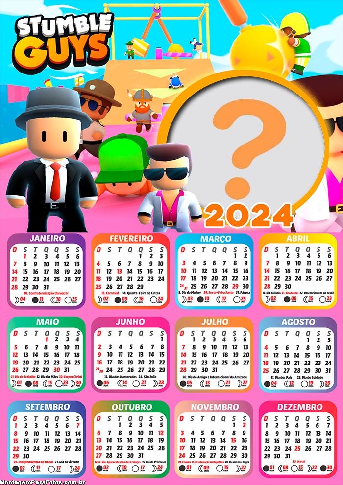 Calendário 2024 Stumble Guys Montagem Gratuita