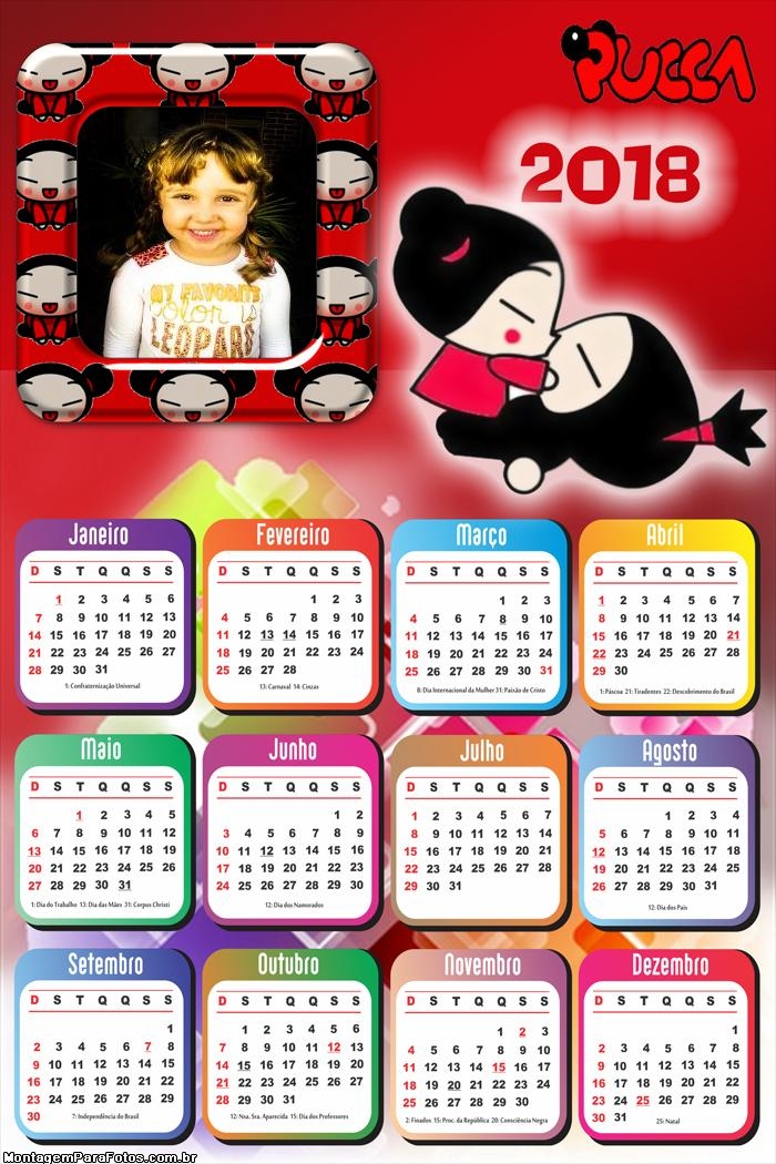 Calendário 2018 Pucca e Garu