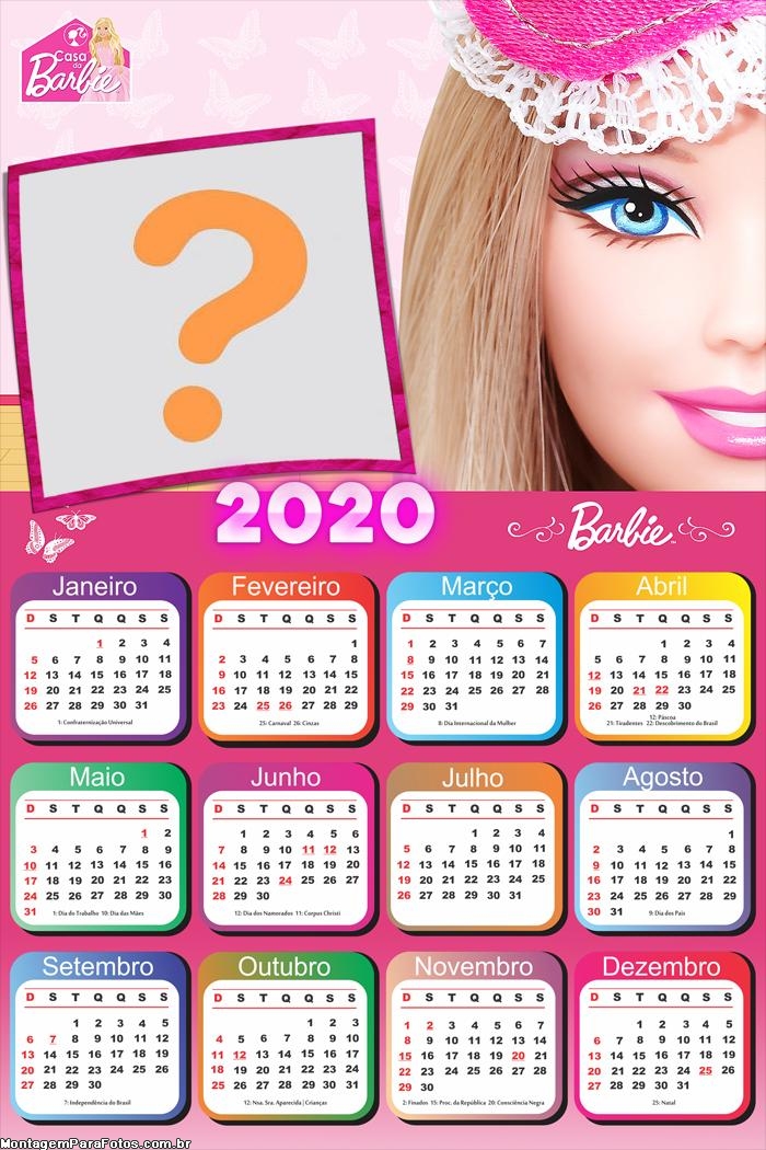 Calendário 2020 Boneca Barbie