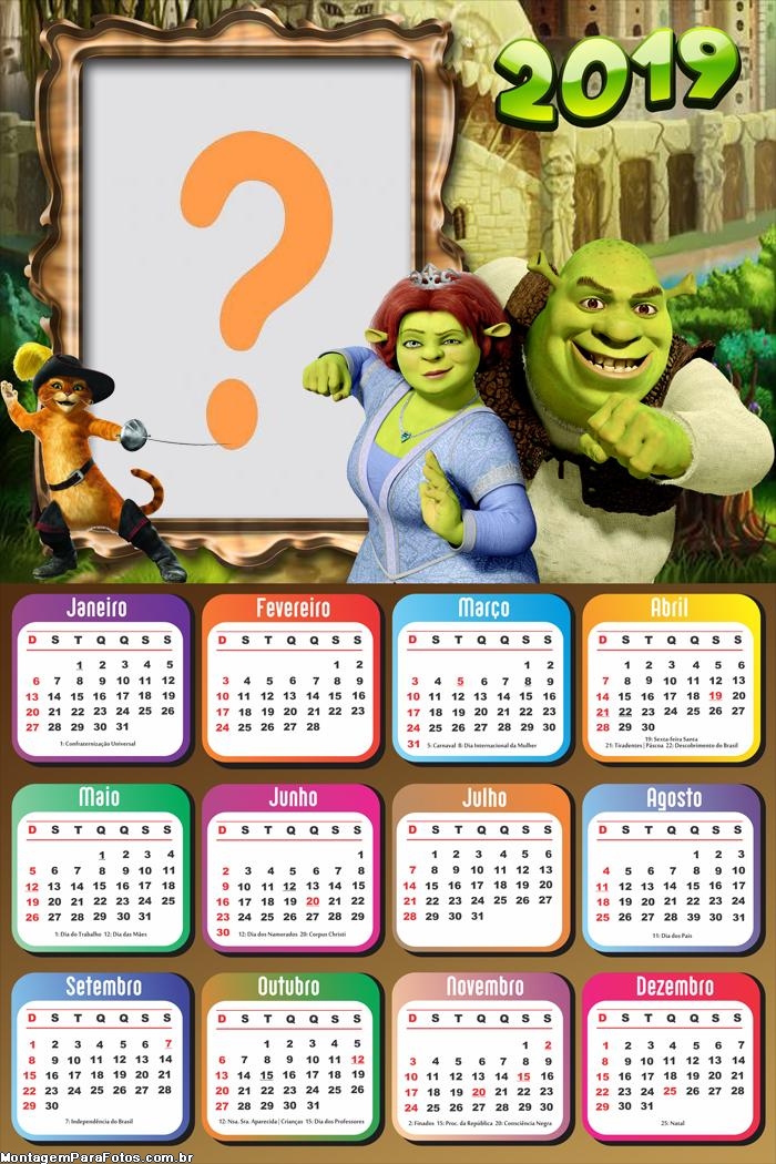 Calendário 2019 Shrek