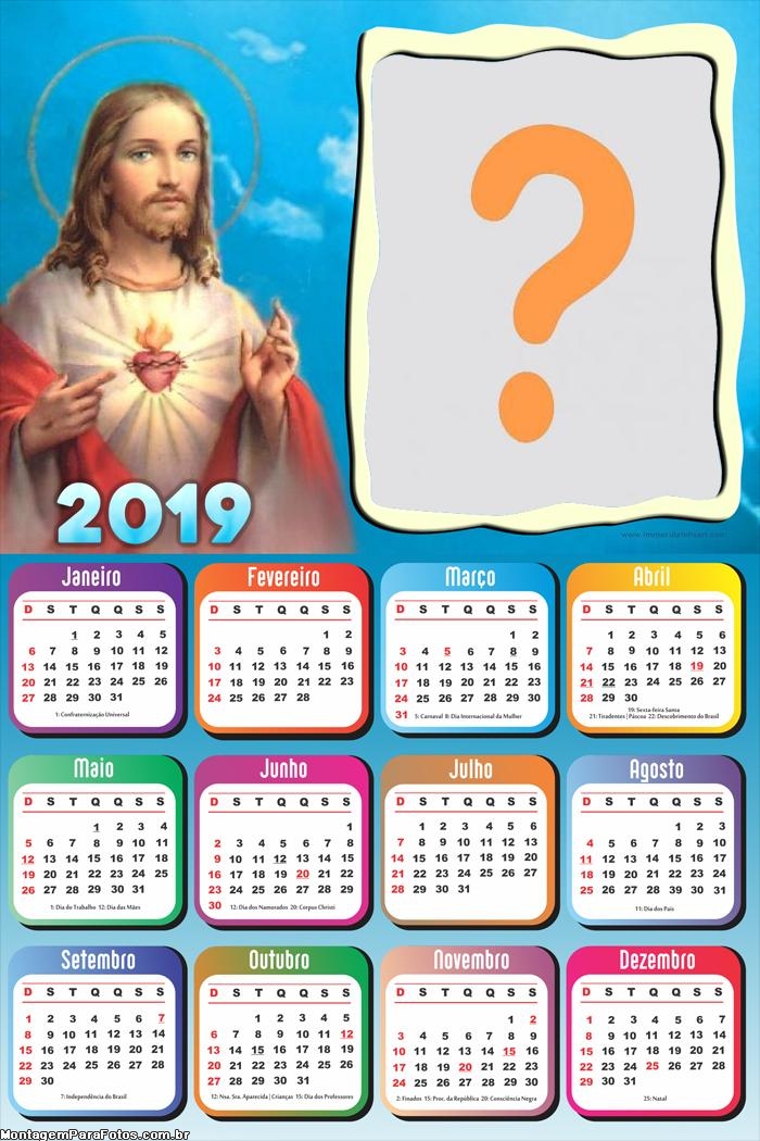 Calendário 2019 Jesus Colagem de Foto
