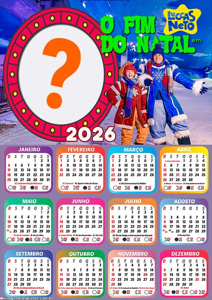Foto em Calendário 2026 O Fim do Natal Luccas Neto Online