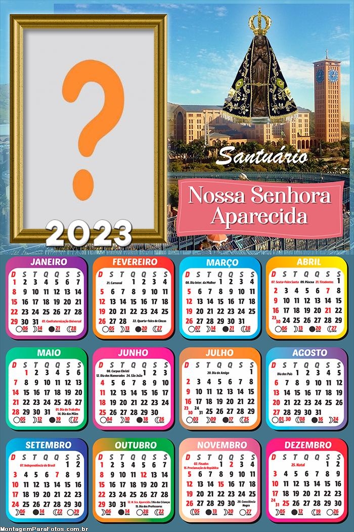 Calendário 2023 Santuário Nacional de Nossa Senhora Aparecida Moldura