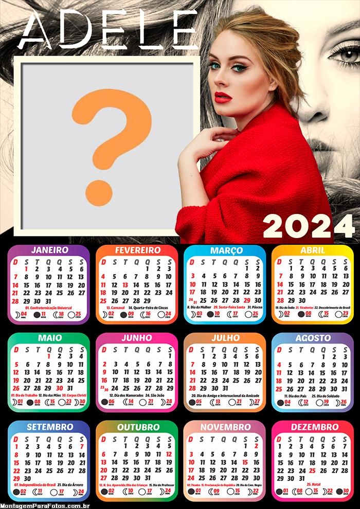 Calendário 2024 Adele Colagem Online