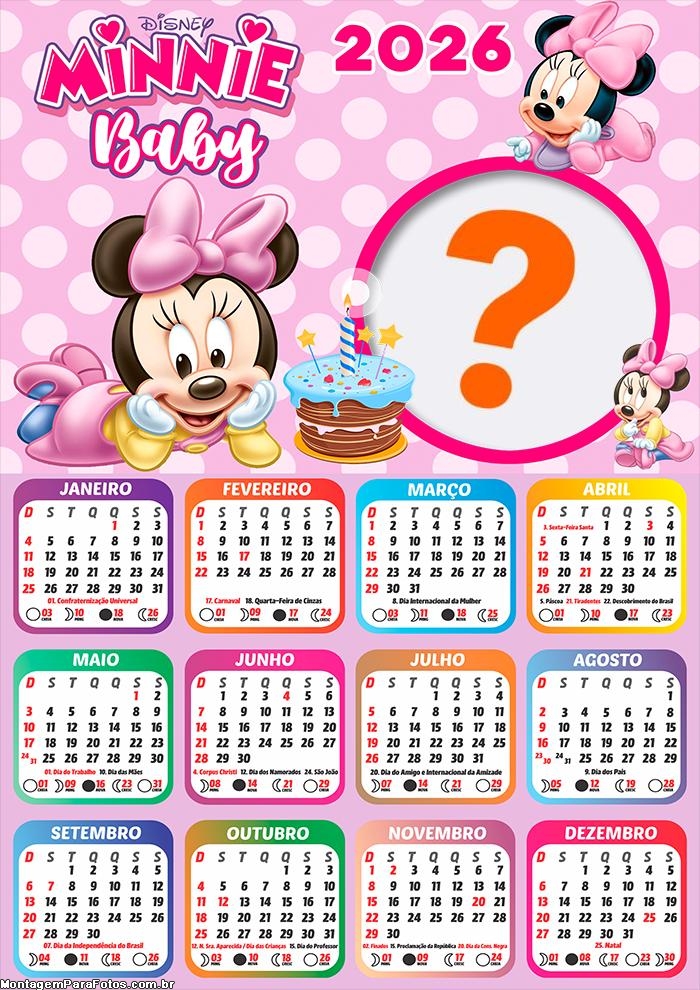 Foto em Calendário 2026 Minnie Baby Online