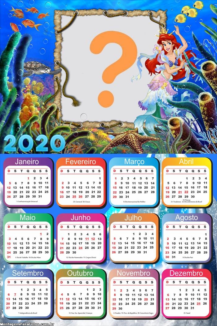 Calendário 2020 Online da Princesa Ariel