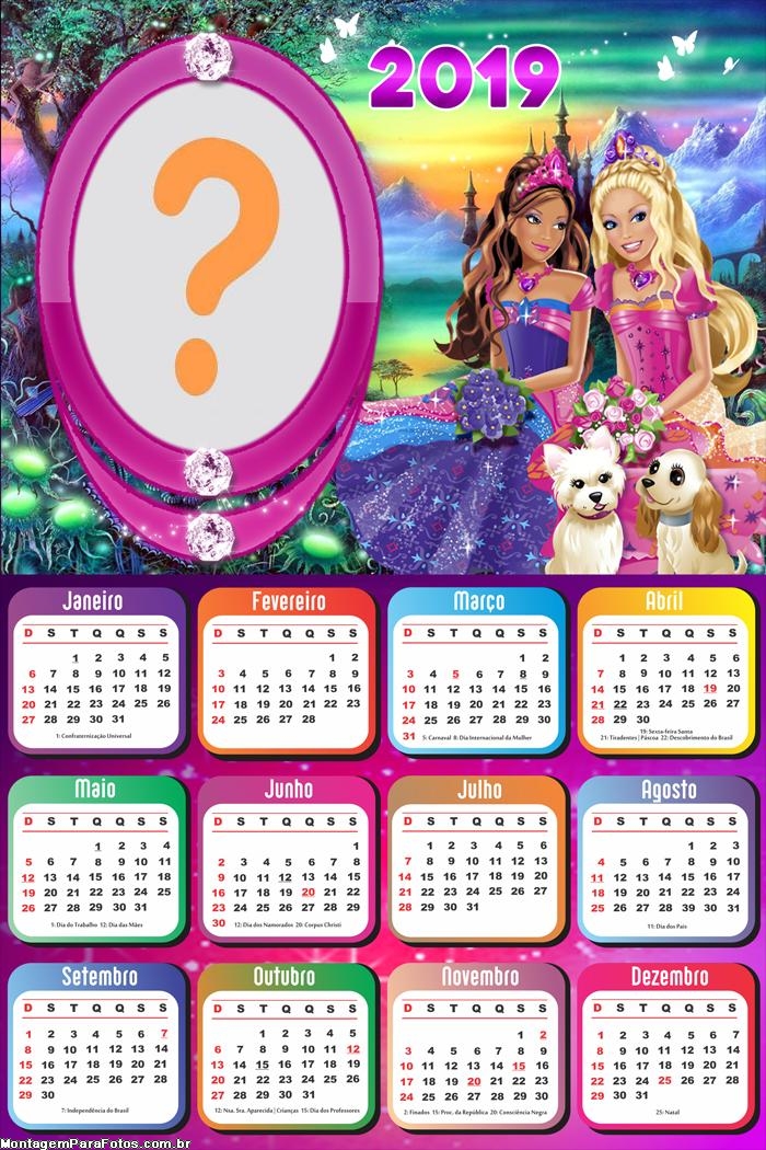 Calendário 2019 Barbie e o Castelo de Diamante