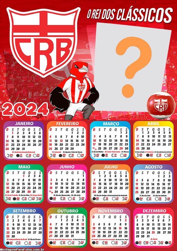 Fazer Montagem Calendário 2024 CRB Time de Futebol