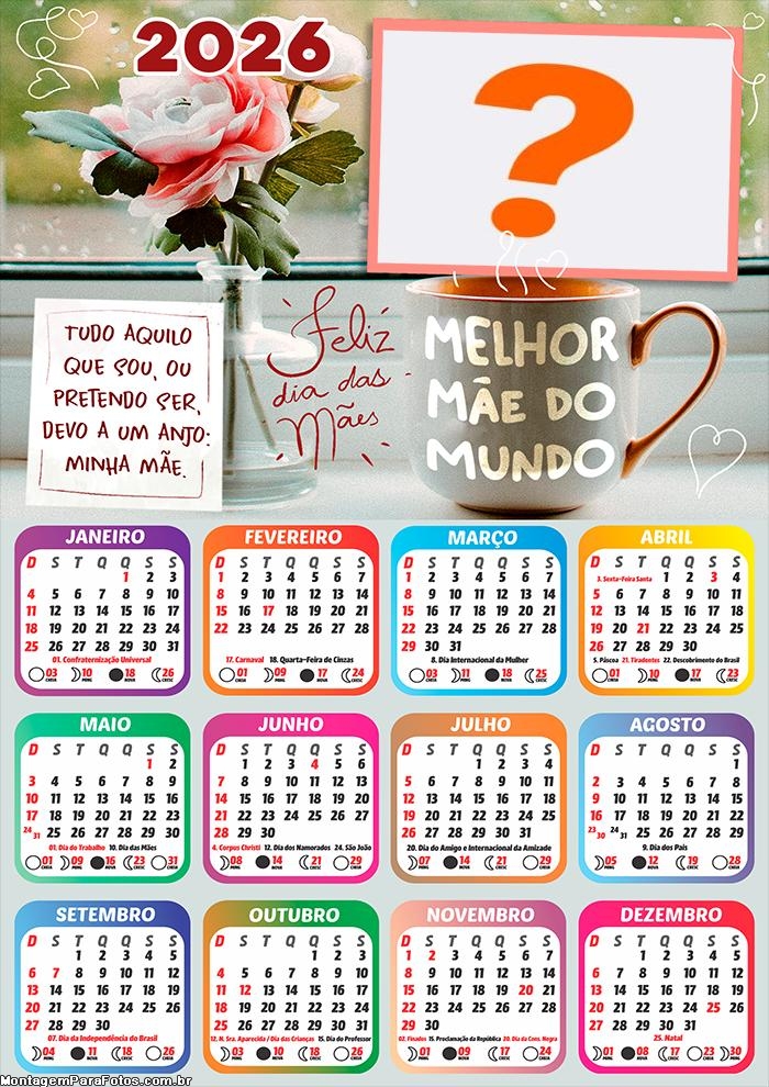 Foto em Calendário 2026 Minha Mãe um Anjo Online