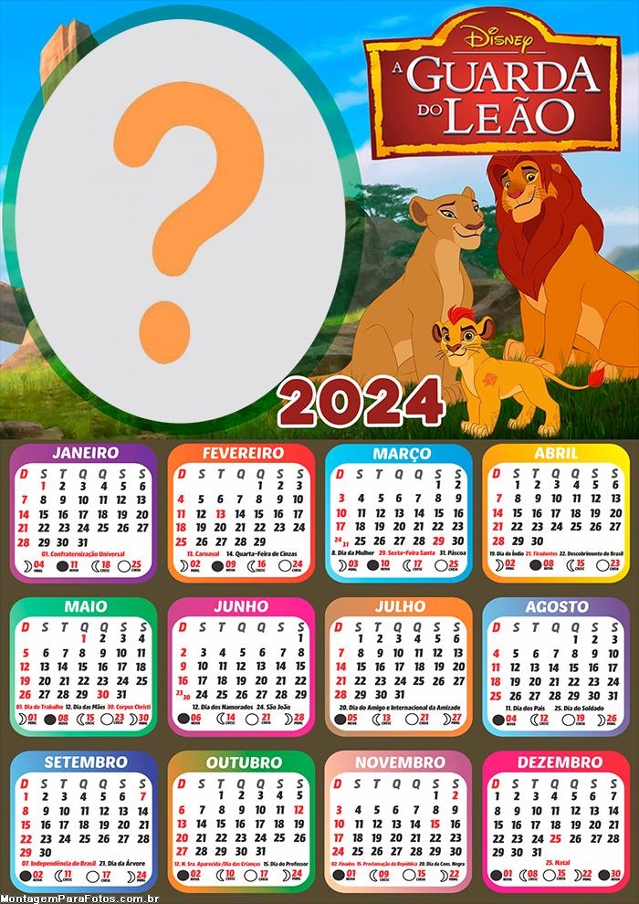 Calendário 2024 A Guarda do Leão Virtual Grátis