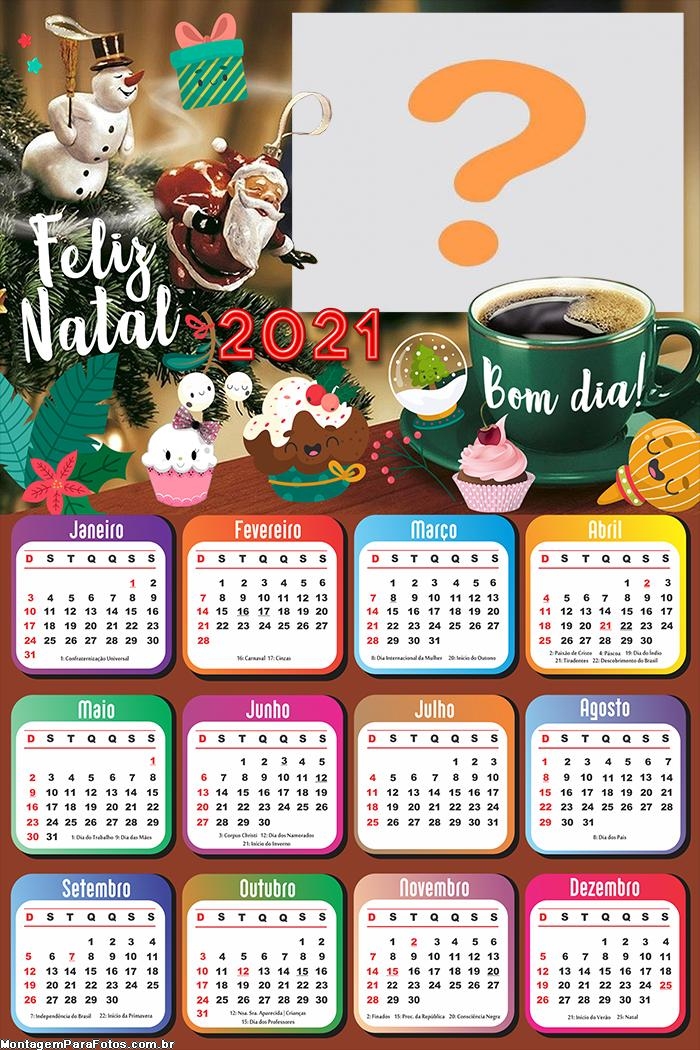 Calendário 2021 Personalizado Feliz Natal