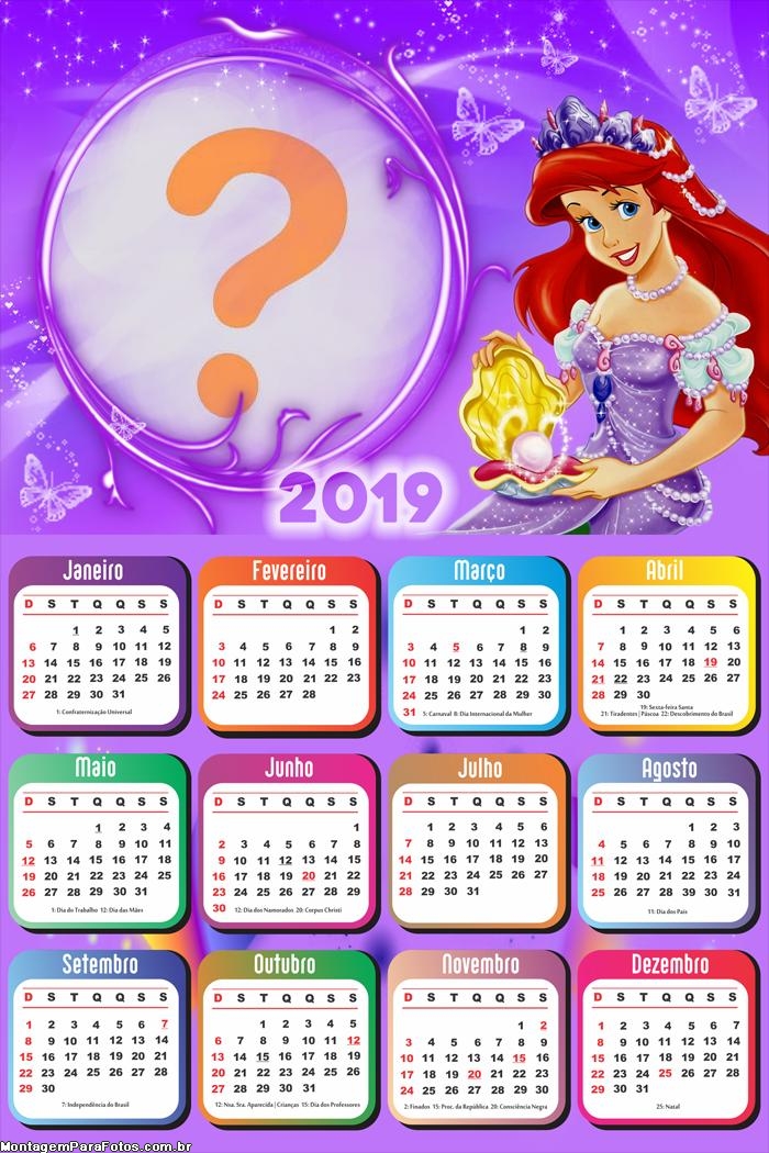 Calendário 2019 Ariel Pérola do Mar