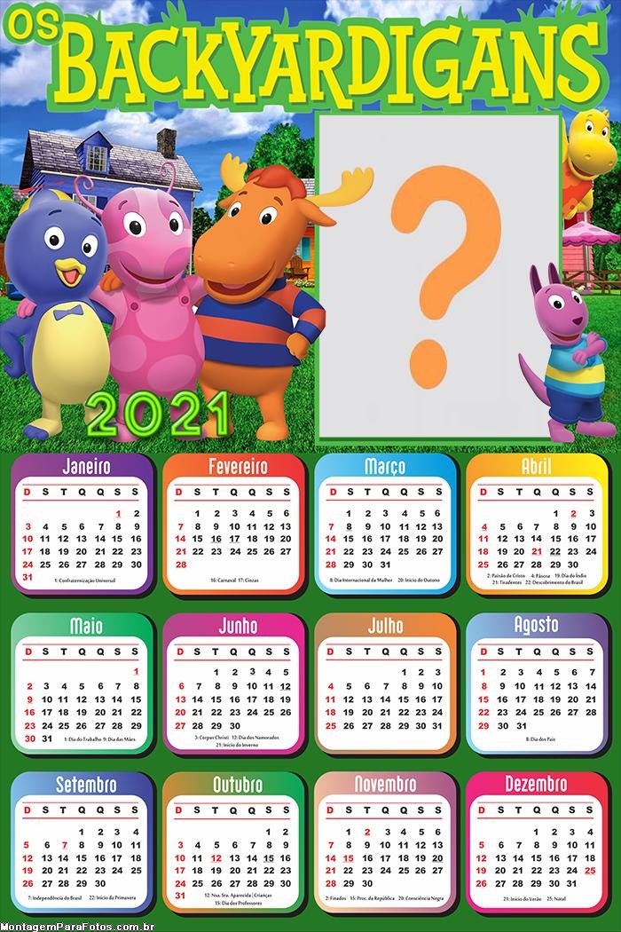 Calendário 2021 Os Backyadigans para Emoldurar