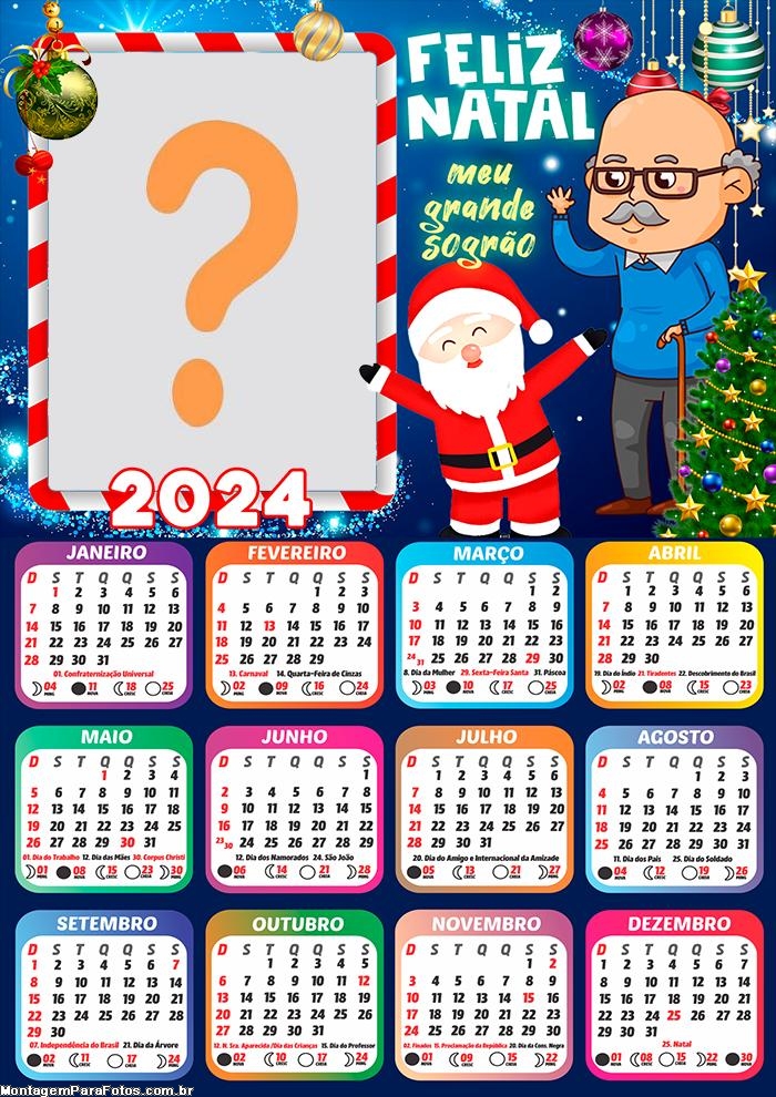 Foto Colagem Montagem Calendário 2024 Feliz Natal para Sogro