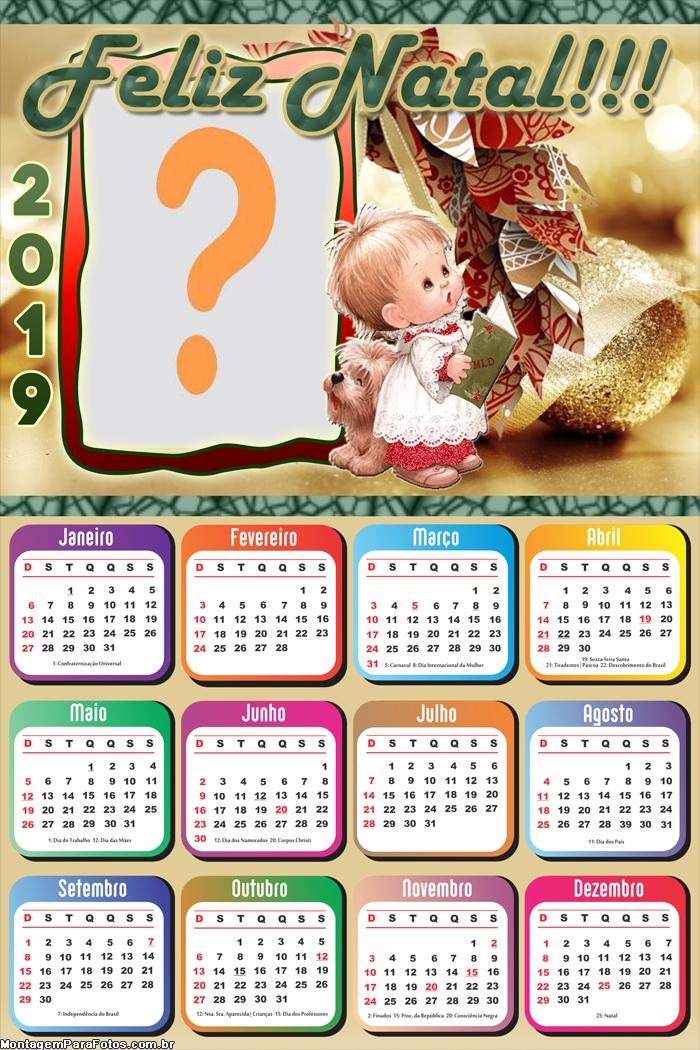 Calendário 2019 Criança Feliz Natal