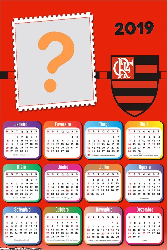 Calendário 2019 Flamengo Escudo