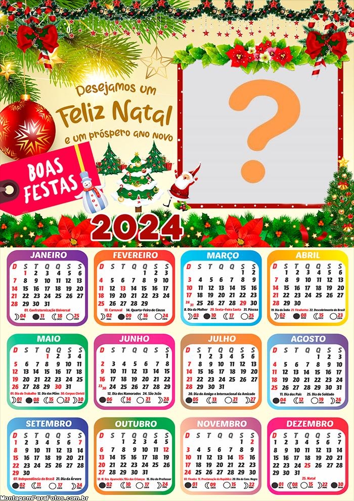 Moldura de Foto Calendário 2024 Desenhamos um Feliz Natal