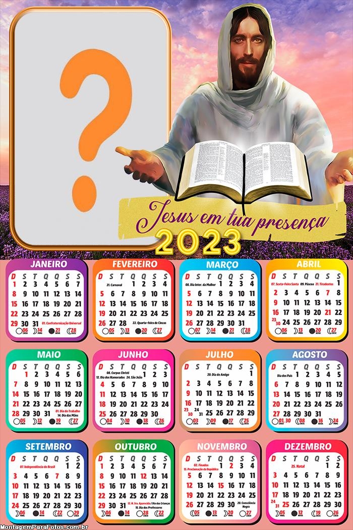 Imprimir Grátis Calendário 2023 Jesus em Tua Presença