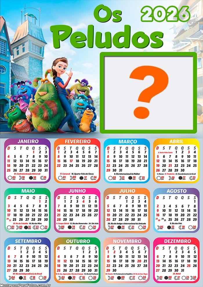 Calendário 2026 Os Peludos Criar Montagem