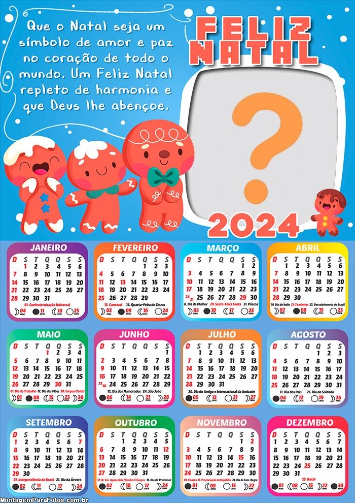 Calendário 2024 Um Feliz Natal repleto de Harmonia Foto Grátis