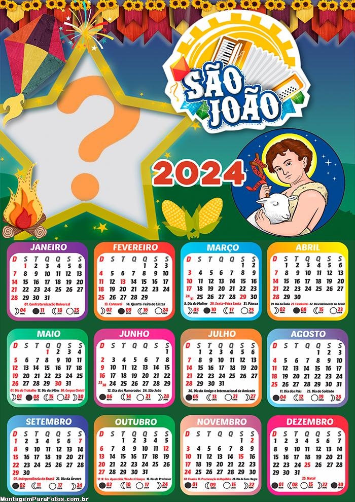 Calendário 2024 São João Festa Junina Foto Grátis Montagem