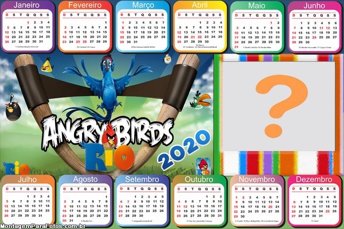Calendário 2020 Horizontal Angry Birds