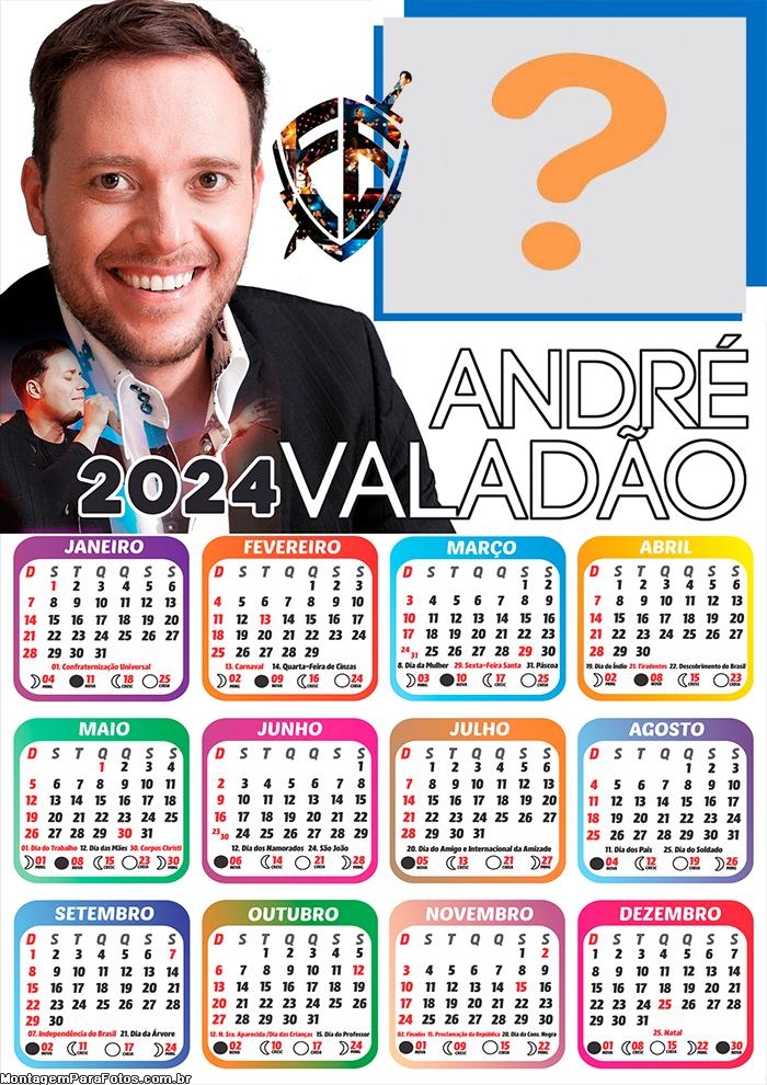 Calendário 2024 André Valadão Fazer Montagem Online