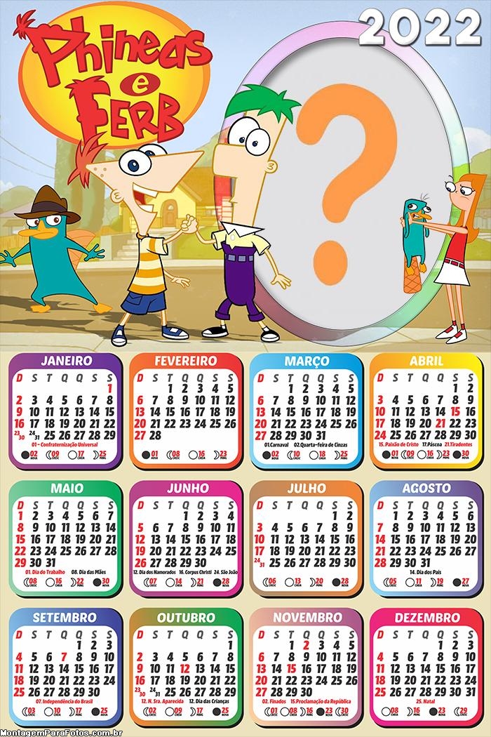 Calendário 2022 Phineas e Ferb Gratuito Online