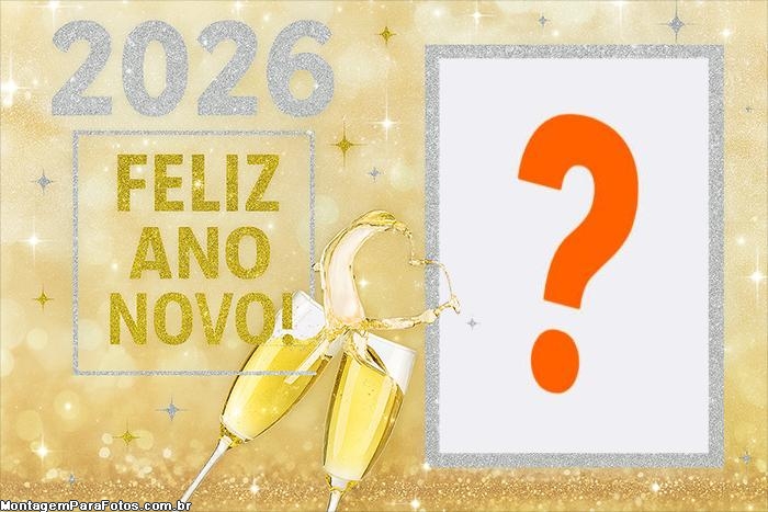 Brinde Feliz Ano Novo 2026 colagem de fotos grátis