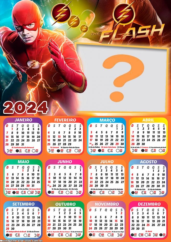Calendário 2024 Colagem de Foto Online The Flash