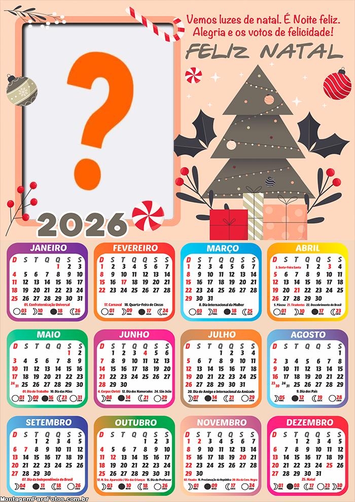 Foto Calendário 2026 Vemos Luzes de Natal Grátis