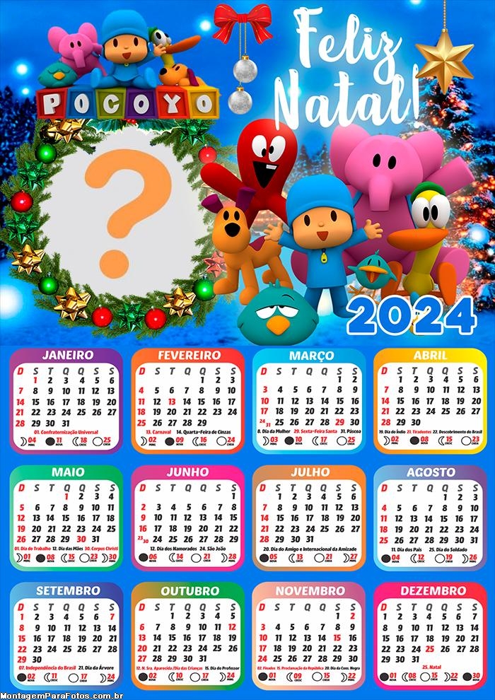 Foto Colagem Online Calendário 2024 Feliz Natal Pocoyo