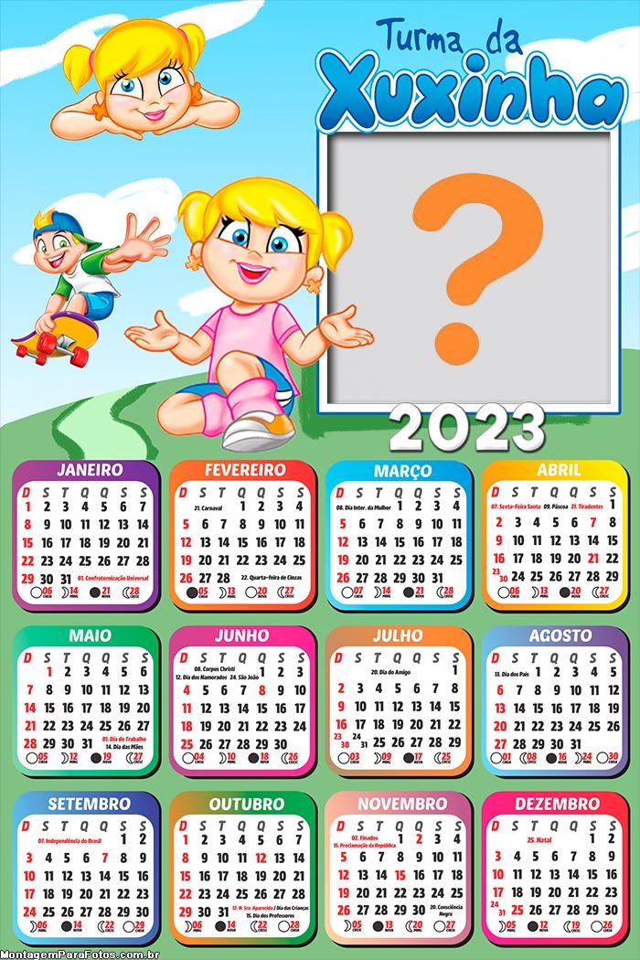 Calendário 2023 Turma da Xuxinha Infantil para Imprimir