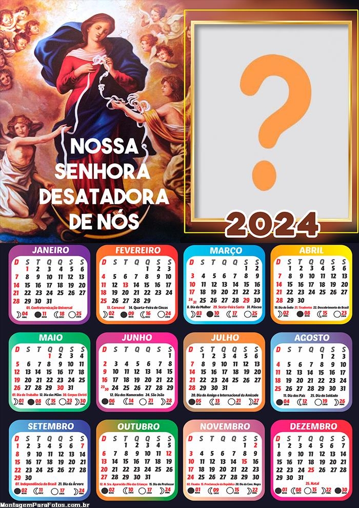 Foto Colagem Calendário 2024 Nossa Senhora Desatadora de Nós