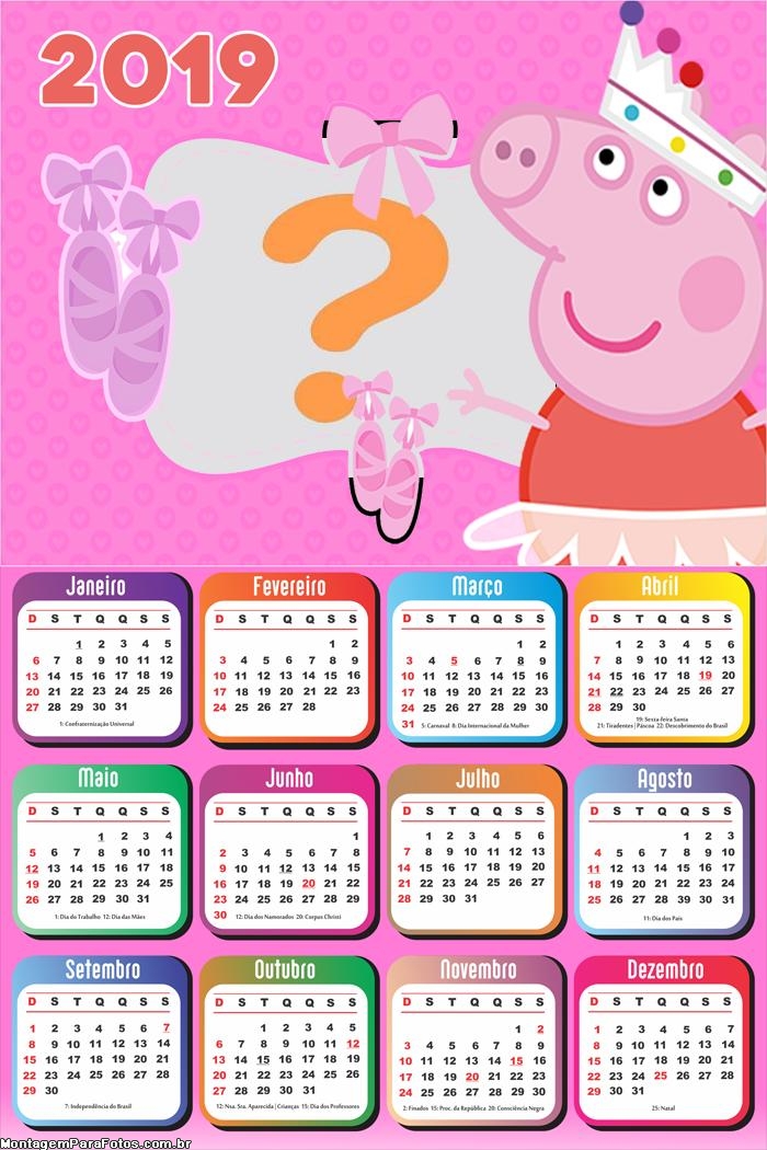 Calendário 2019 Peppa Pig Bailarina