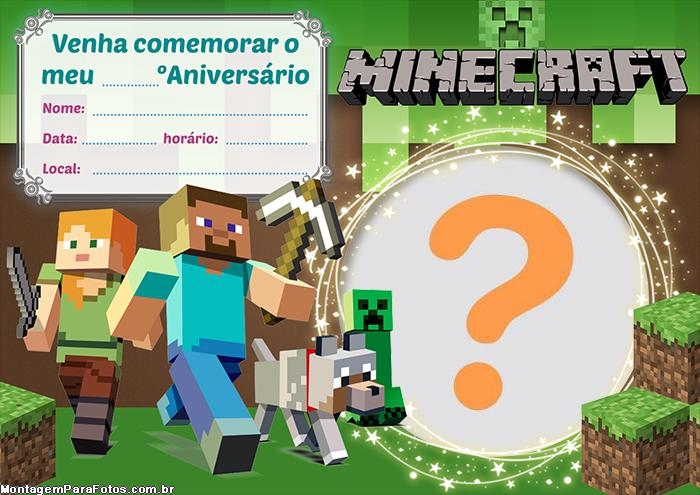 ▷ Convite Digital Festa do sorvete Minecraft, GRÁTIS