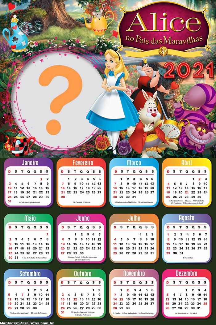 Calendário 2021 Alice no País das Maravilhas