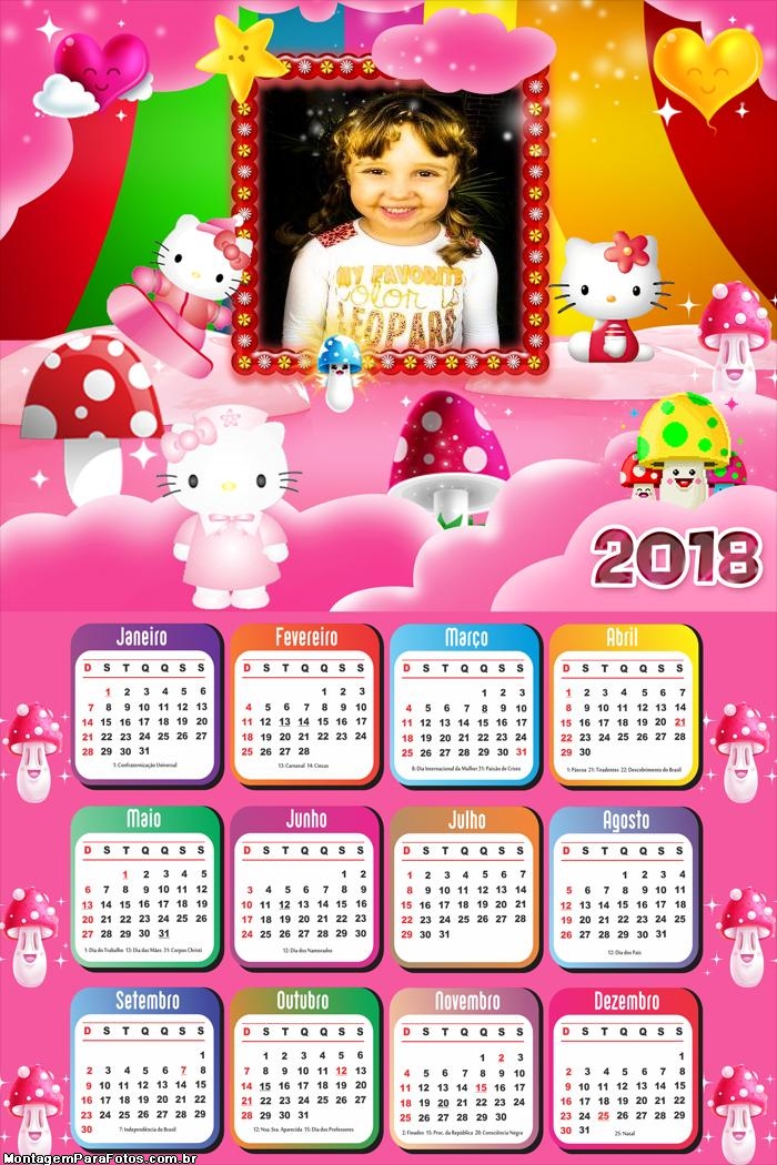 Calendário 2018 Festa Hello Kitty 