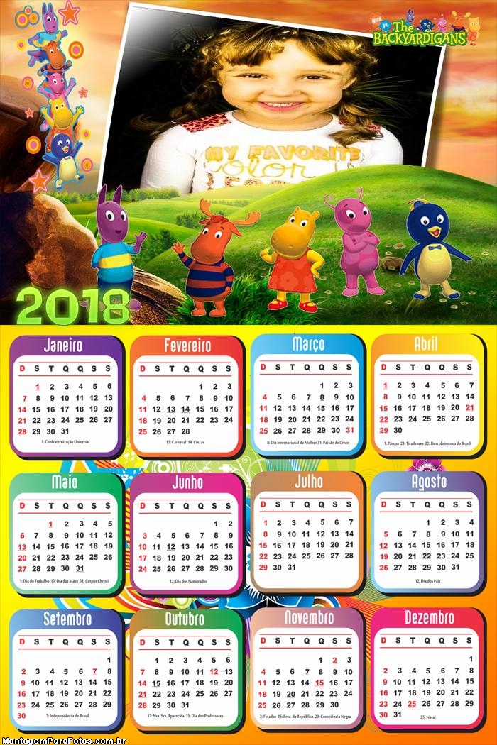 Calendário 2018 Desenho dos Backyardigans